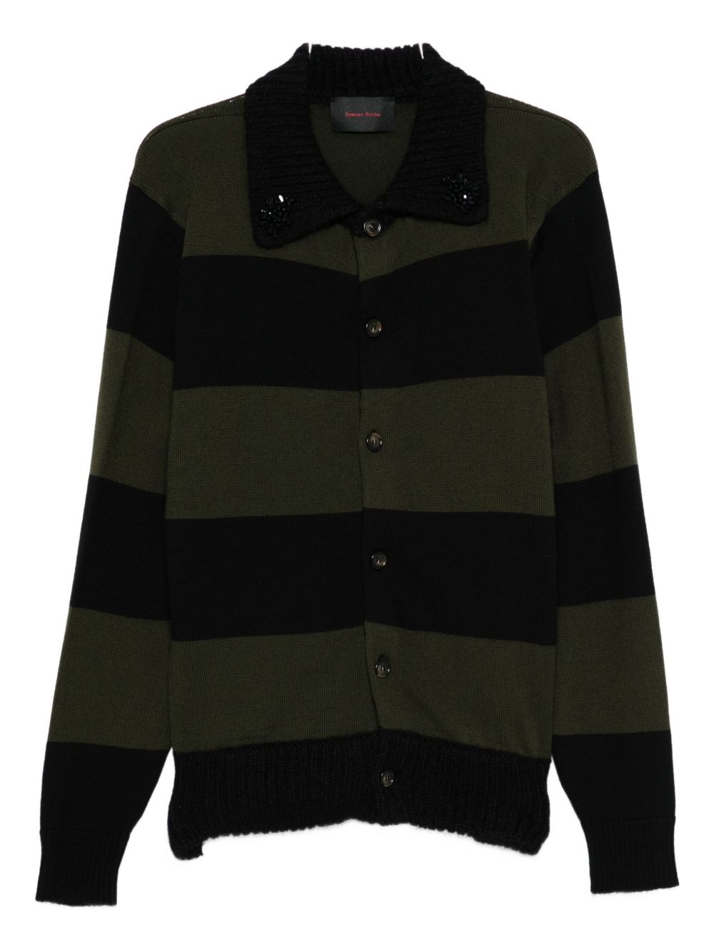 Cardigan a strisce in nero e verde Simone Rocha - donna 