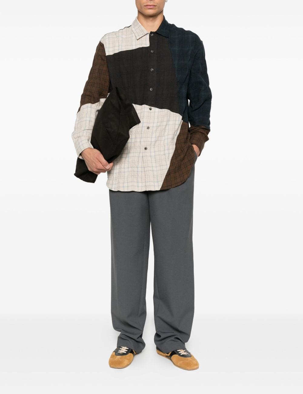 Camicia patchwork a quadri multicolore Song For The Mute - uomo 