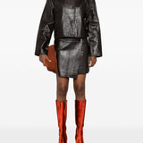 Gonna asimmetrica effetto coccodrillo in marrone scuro Stand Studio - donna 