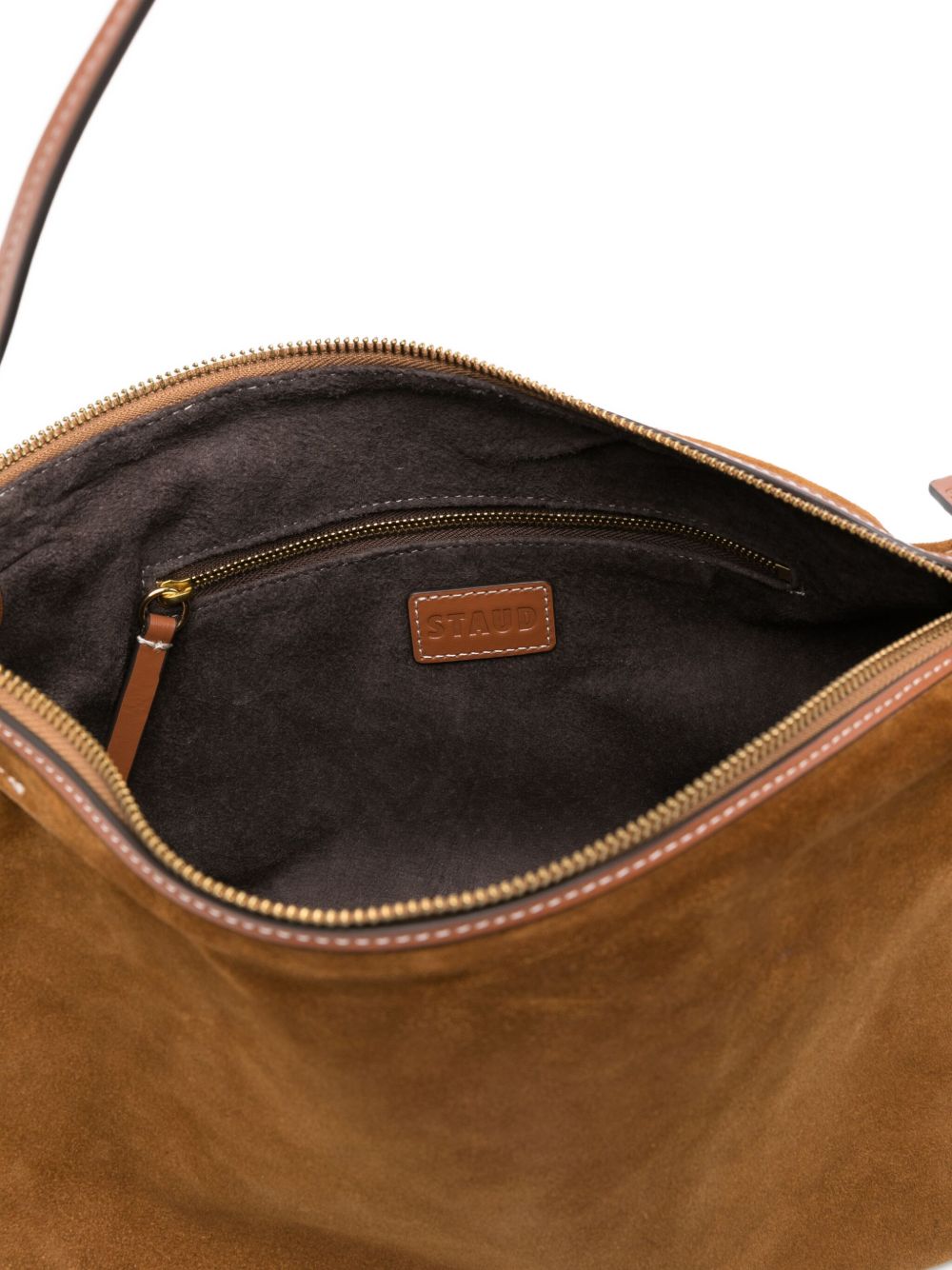 Borsa a spalla wally in pelle scamosciata in marrone Staud - donna 