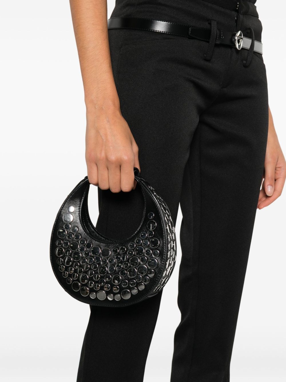 Borsa Goodnight Moon con borchie in nero Staud - donna 