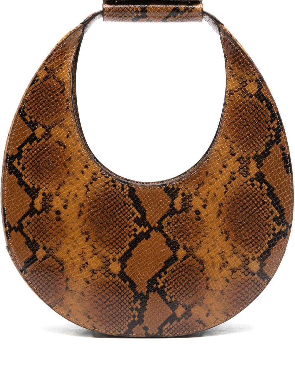 Borsa Moon con effetto pelle di serpente in marrone Staud - donna 