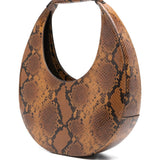 Borsa Moon con effetto pelle di serpente in marrone Staud - donna 