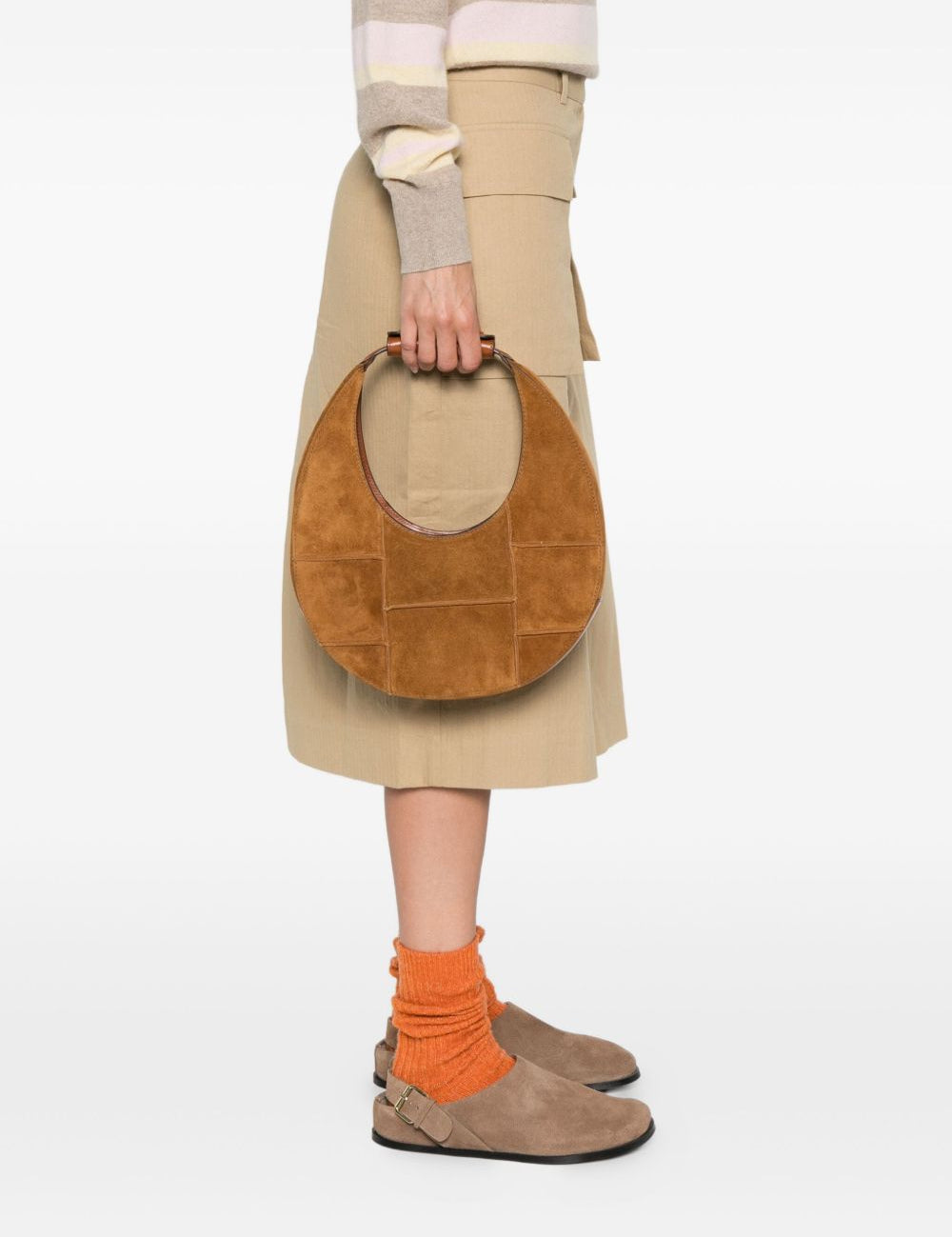 Borsa Moon in pelle in marrone Staud - donna 
