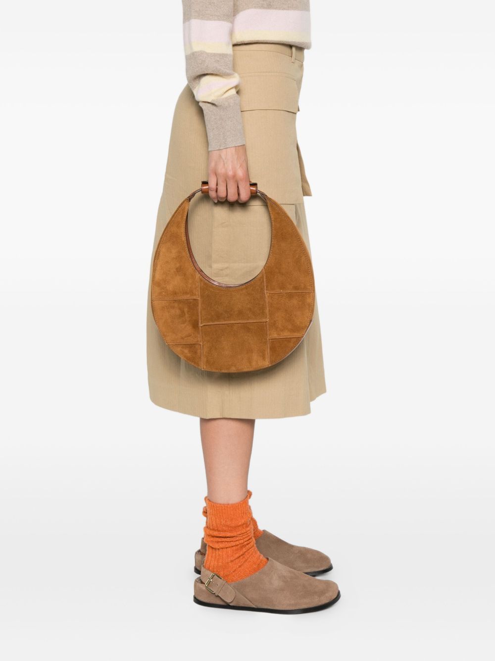 Borsa Moon in pelle in marrone Staud - donna 