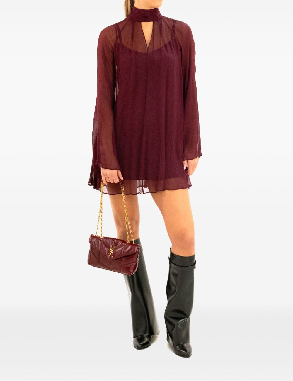 Abito con inserti velati in borgogna Staud - donna 