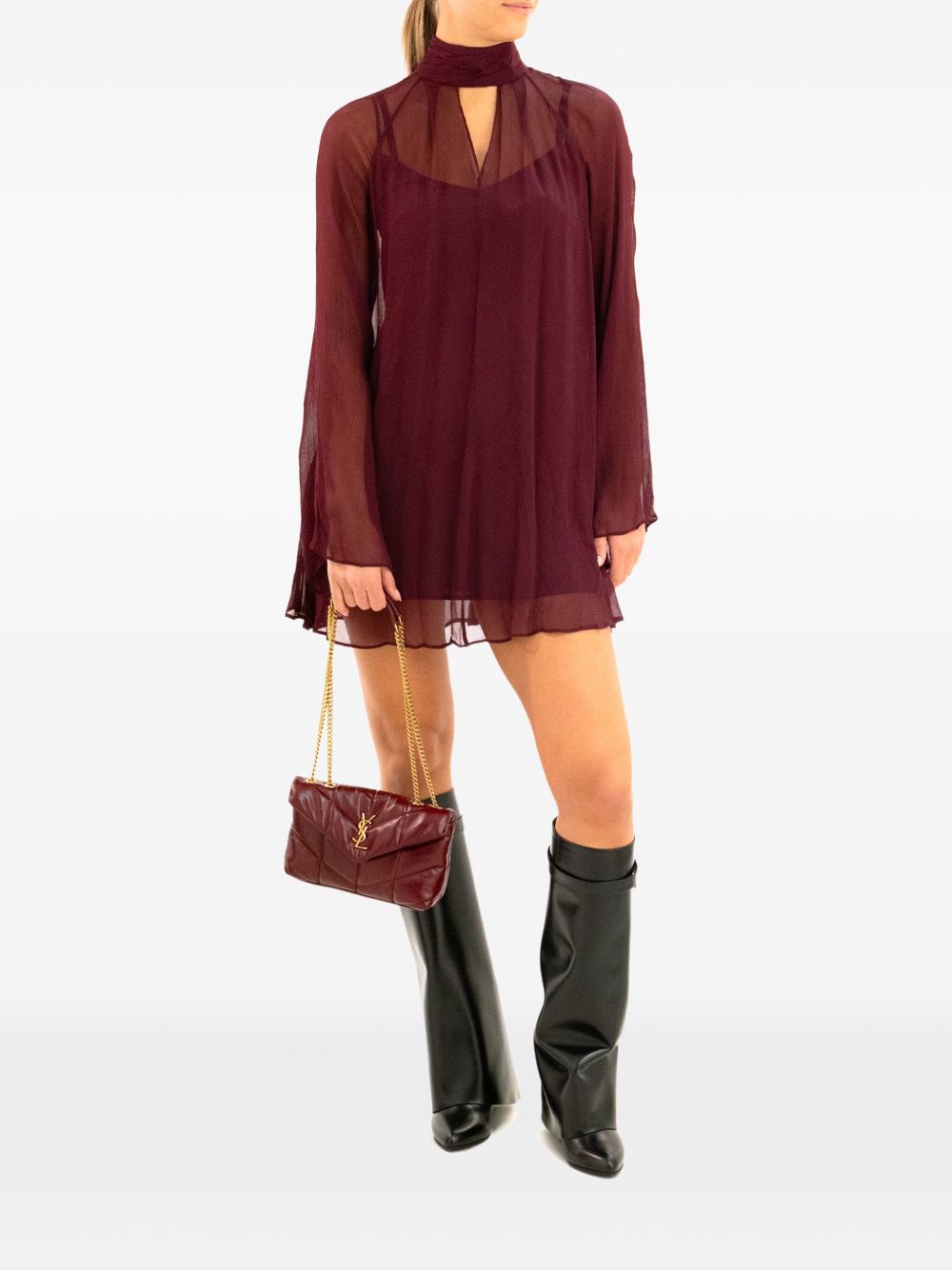 Abito con inserti velati in borgogna Staud - donna 