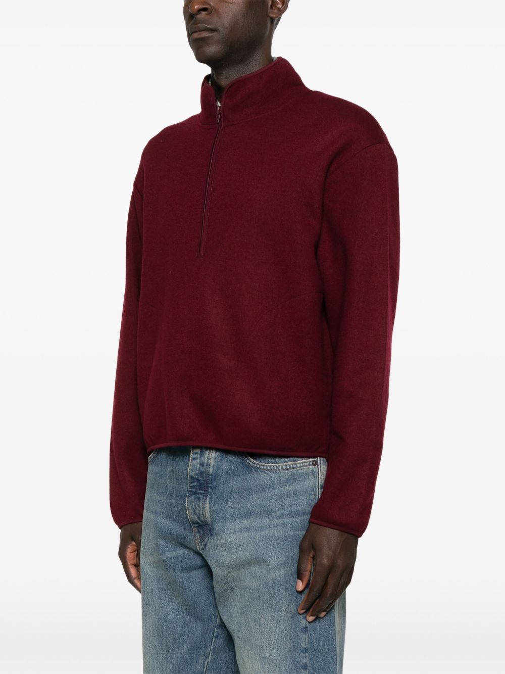 Felpa in lana con mezza zip in bordeaux Sunflower - uomo 