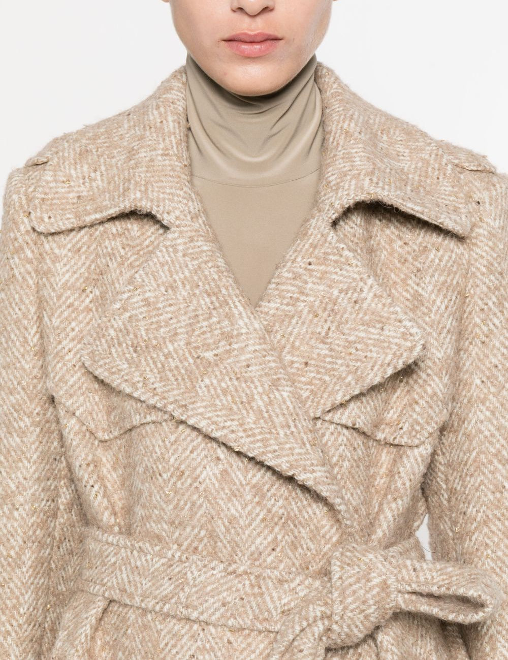Cappotto con cintura in beige Tagliatore - donna 