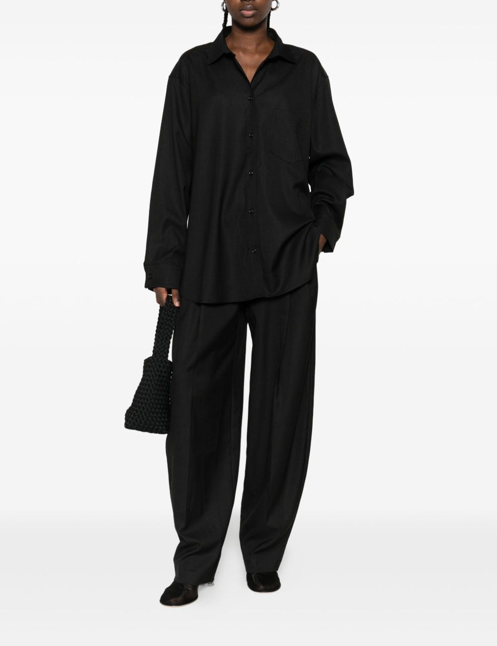 Camicia con collo a punta con bottoni frontali in nero The andamane - donna 