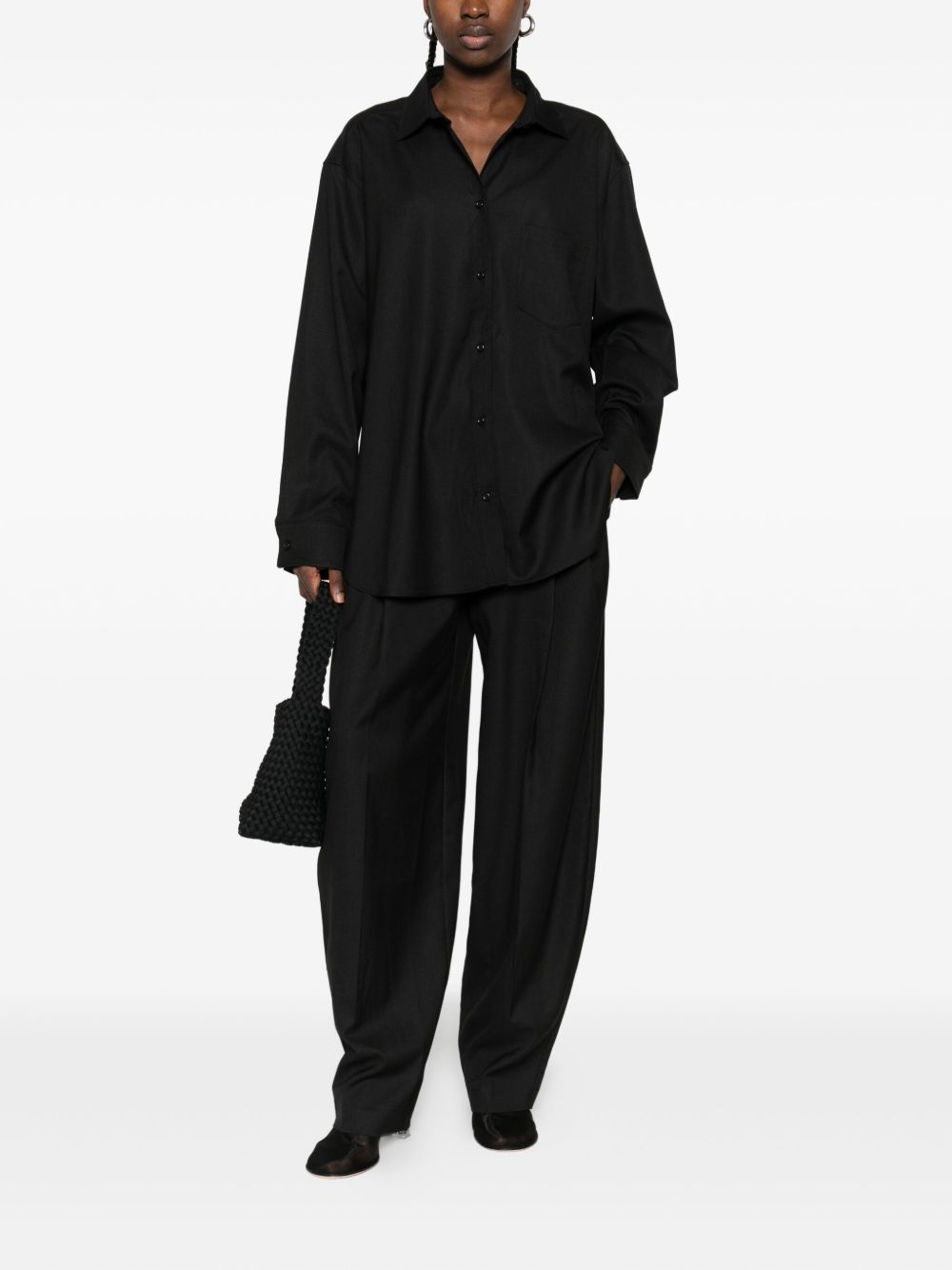 Camicia con collo a punta con bottoni frontali in nero The andamane - donna 