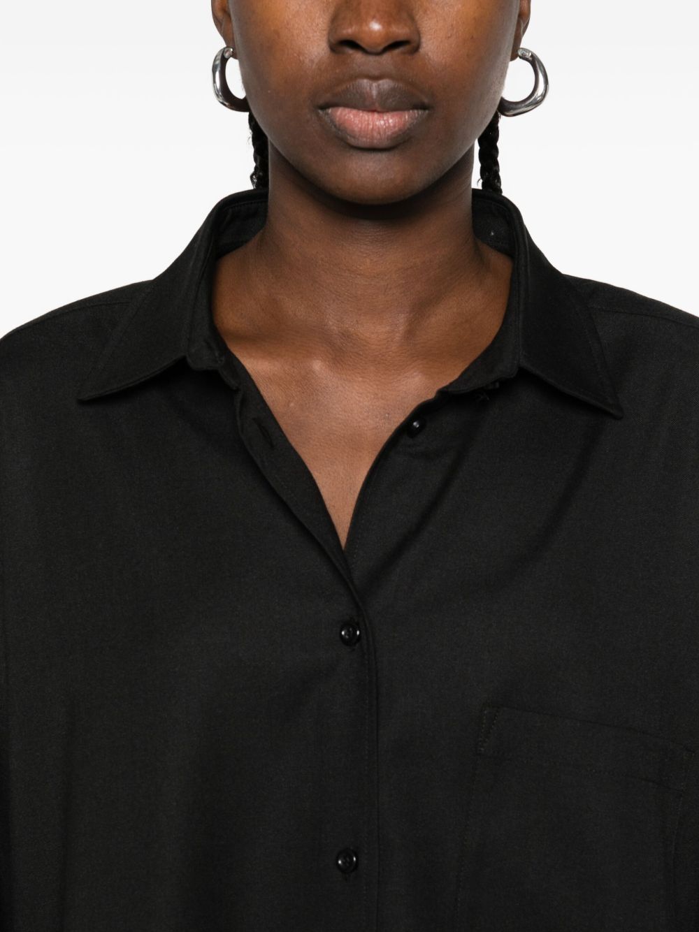 Camicia con collo a punta con bottoni frontali in nero The andamane - donna 