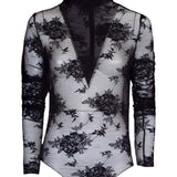 Body con ricamo a fiori in nero The andamane - donna 