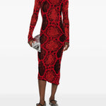 Abito midi con stampa animalier in rosso The Attico - donna 