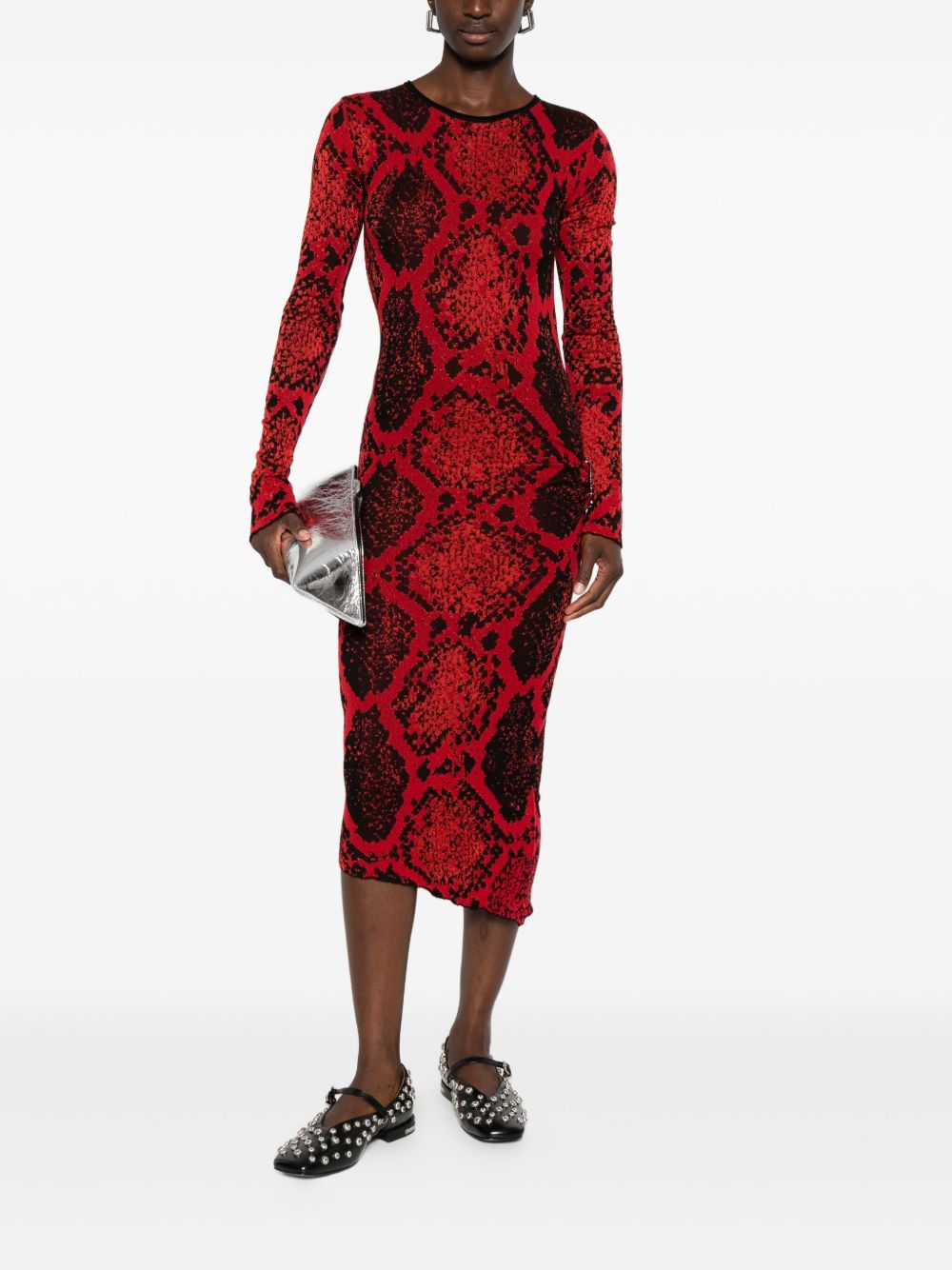Abito midi con stampa animalier in rosso The Attico - donna 