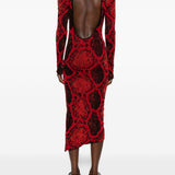 Abito midi con stampa animalier in rosso The Attico - donna 