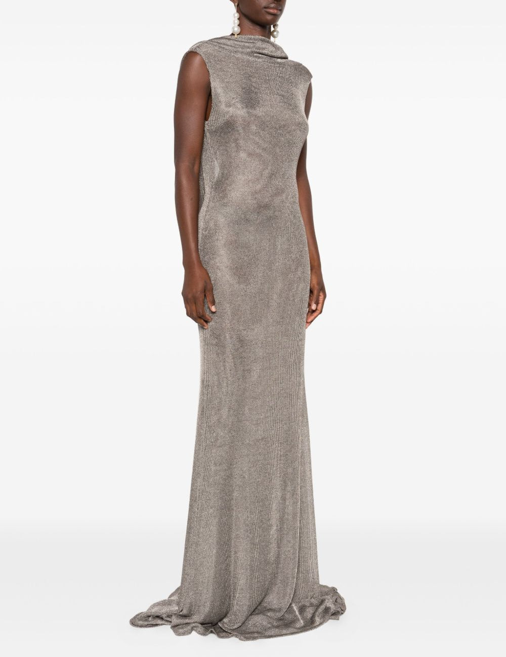 Abito lungo Jeanne con scollo posteriore in grigio The new arrivals ilkyaz ozel - donna 