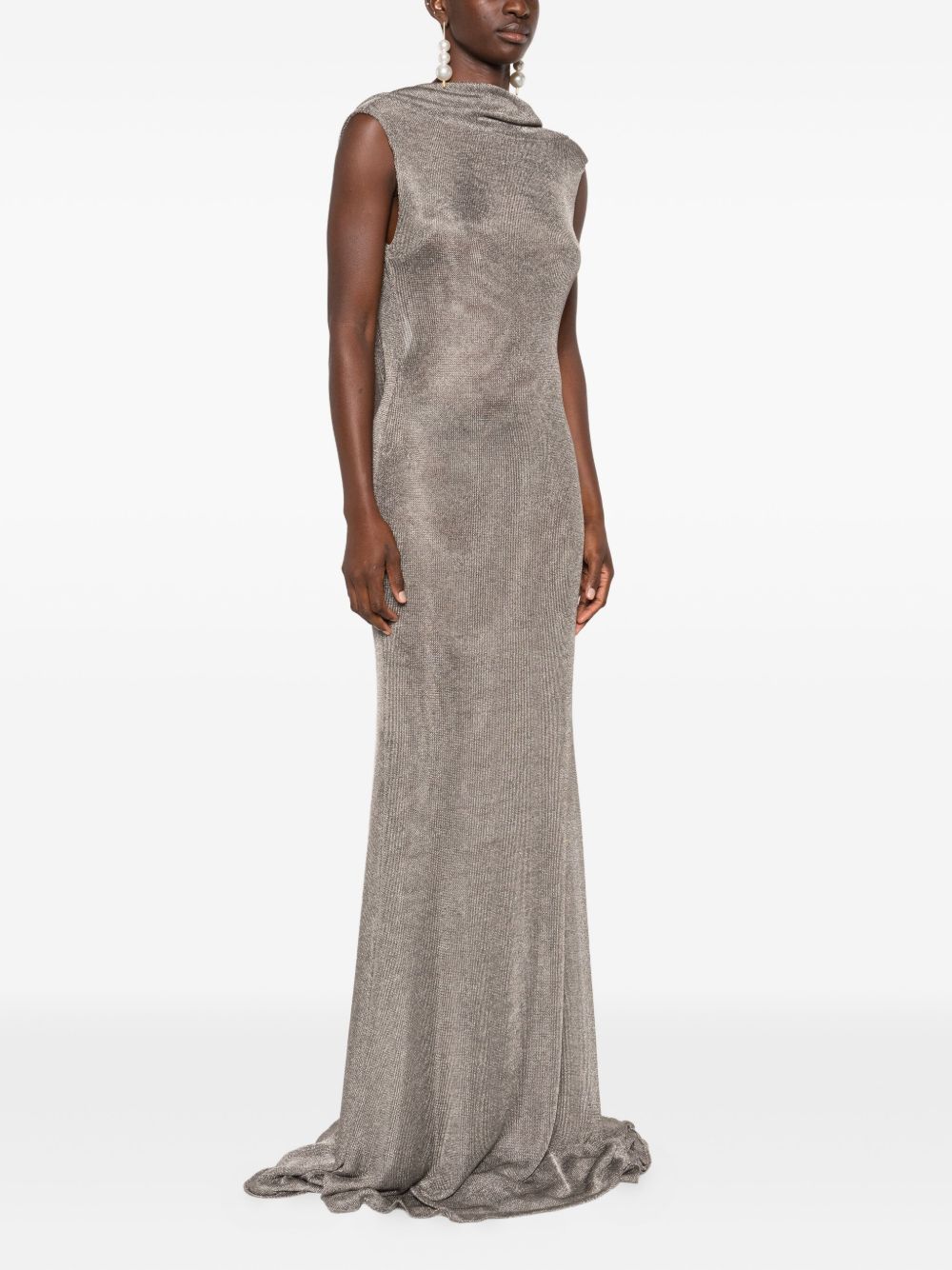 Abito lungo Jeanne con scollo posteriore in grigio The new arrivals ilkyaz ozel - donna 