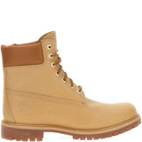 Stivaletti stringati in pelle in beige 