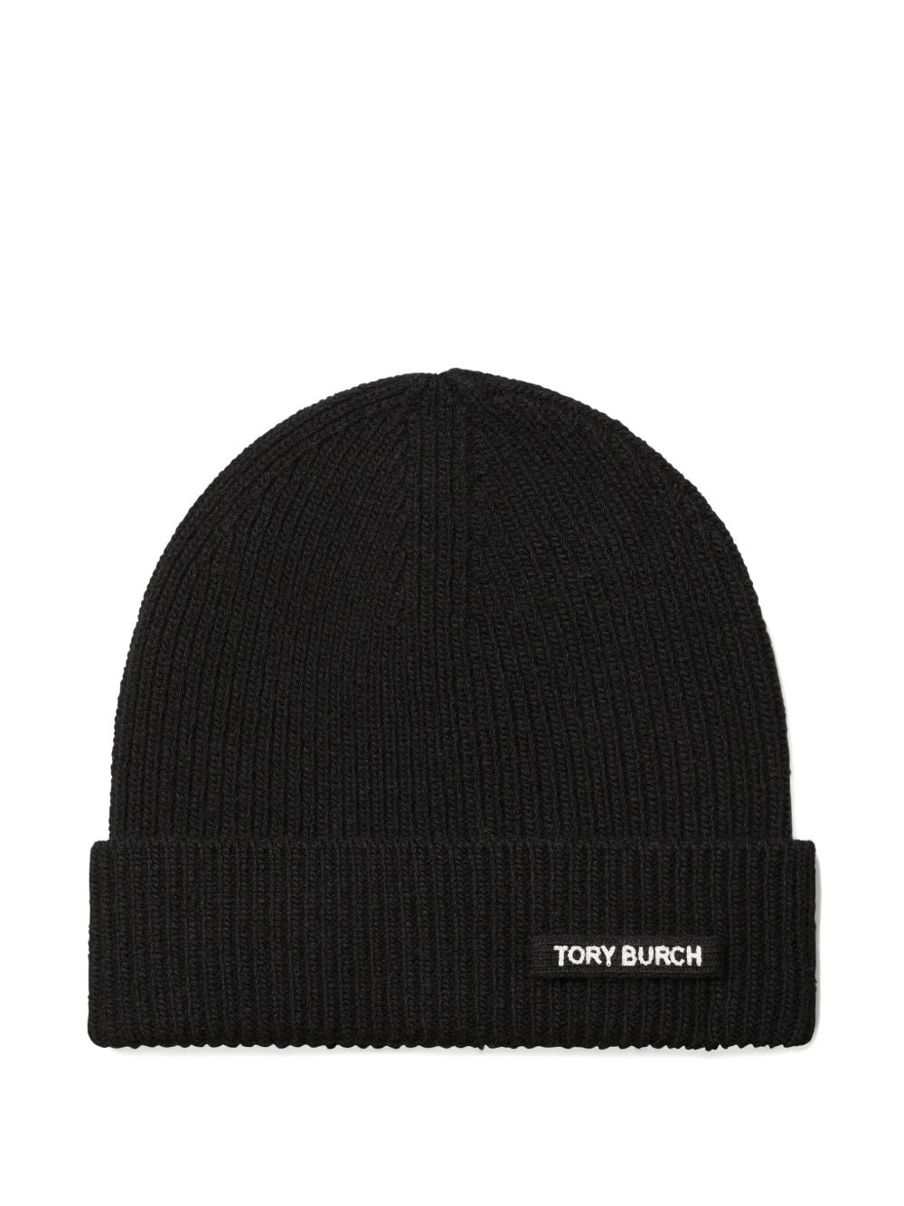 Berretto a coste con logo in nero Tory Burch - donna 