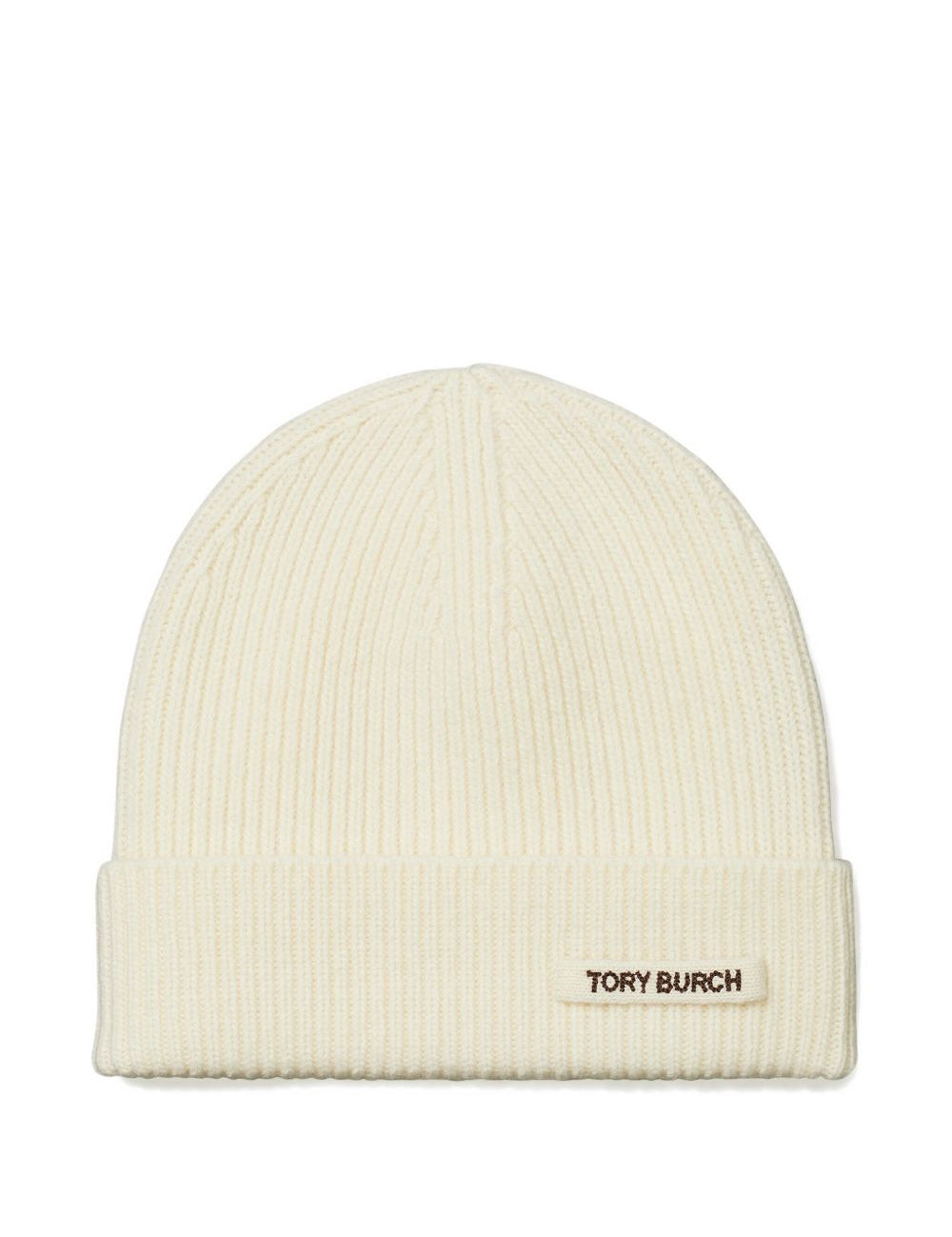 Berretto a coste con logo in avorio Tory Burch - donna 