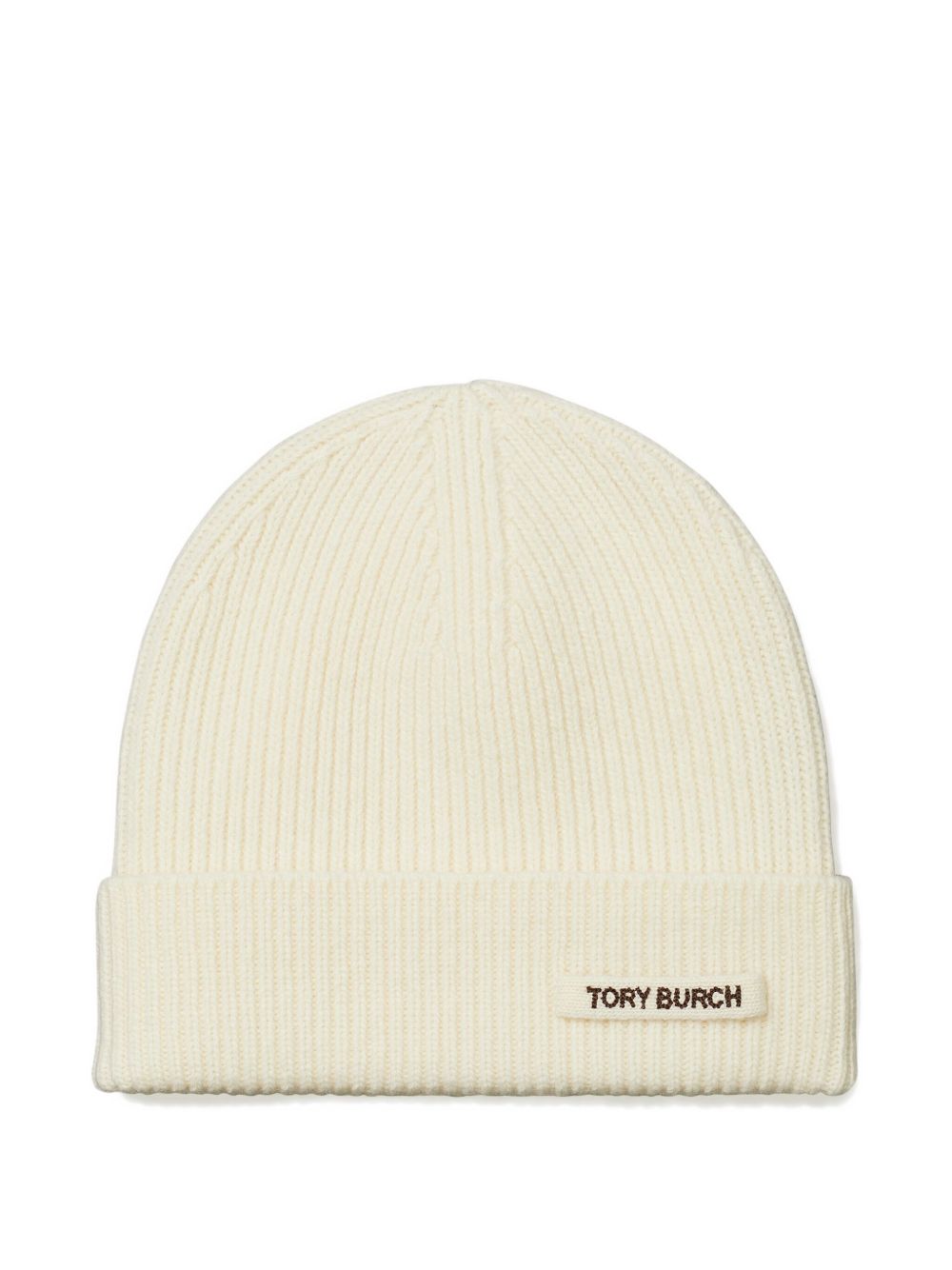 Berretto a coste con logo in avorio Tory Burch - donna 