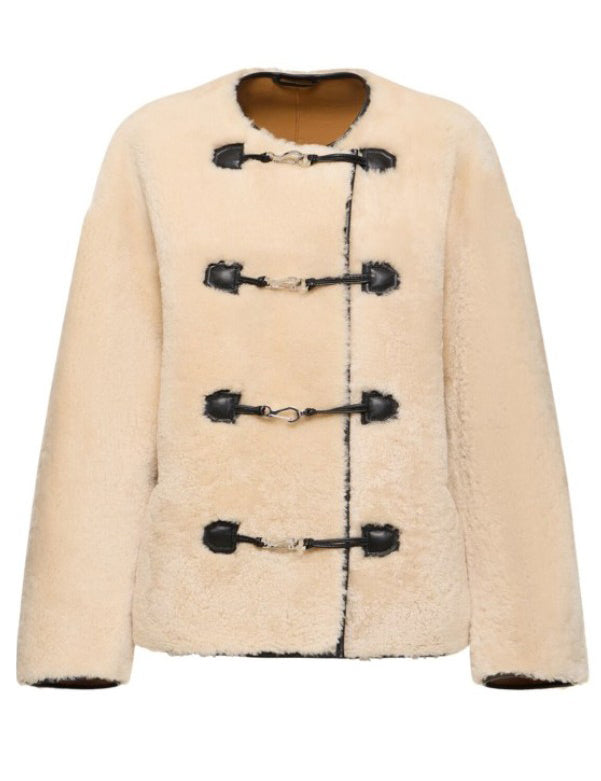 Giacca in shearling in bianco Toteme - donna 