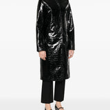 Cappotto in pelle effetto coccodrillo in nero Toteme - donna 
