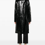 Cappotto in pelle effetto coccodrillo in nero Toteme - donna 