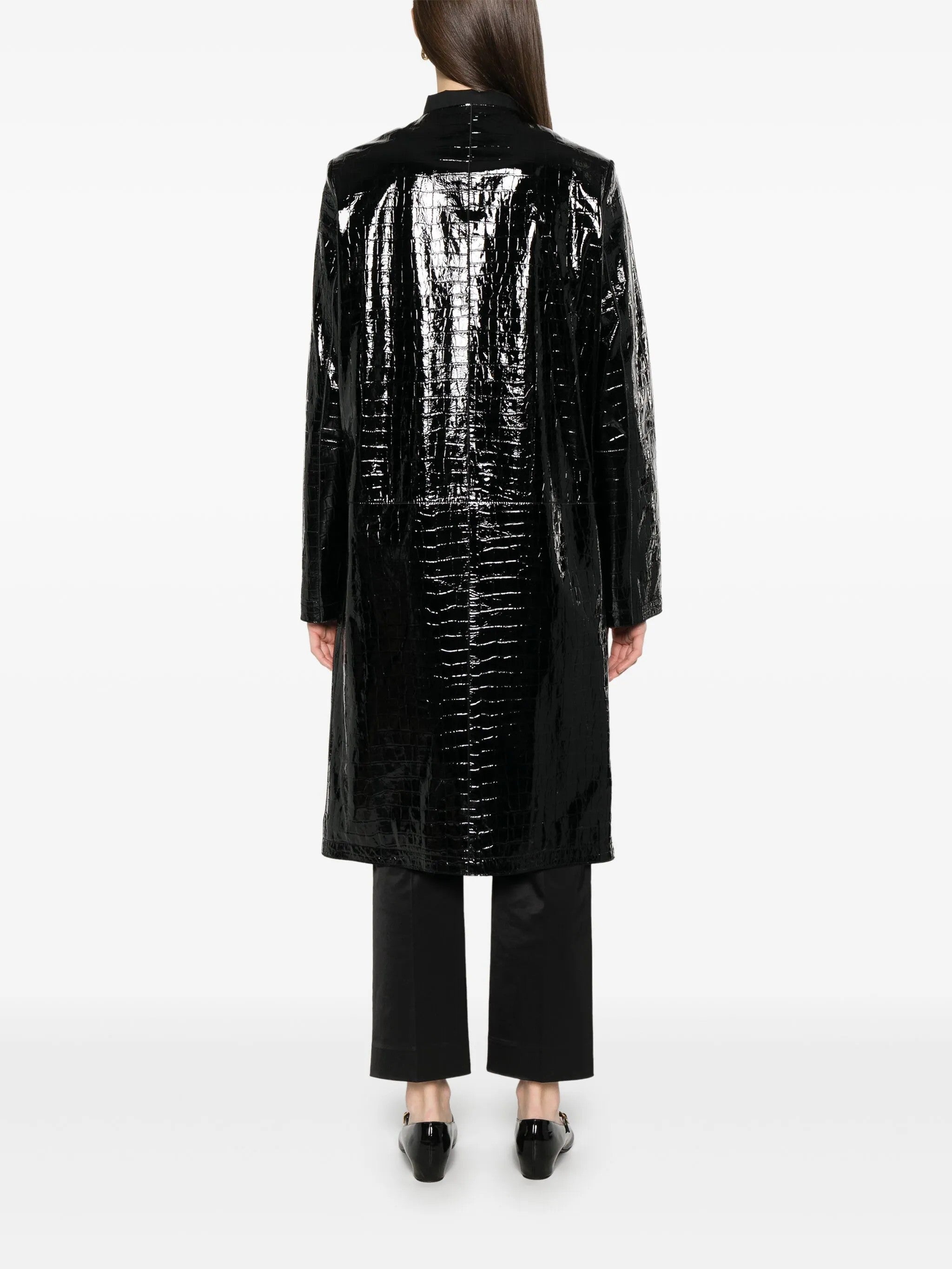 Cappotto in pelle effetto coccodrillo in nero Toteme - donna 