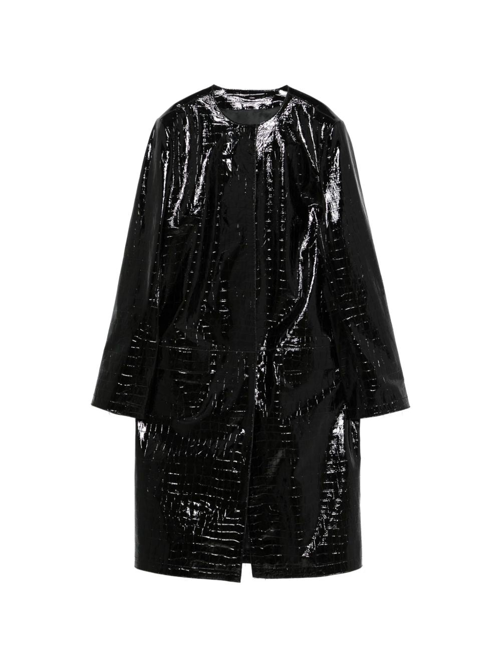 Cappotto in pelle effetto coccodrillo in nero Toteme - donna 