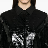 Cappotto in pelle effetto coccodrillo in nero Toteme - donna 