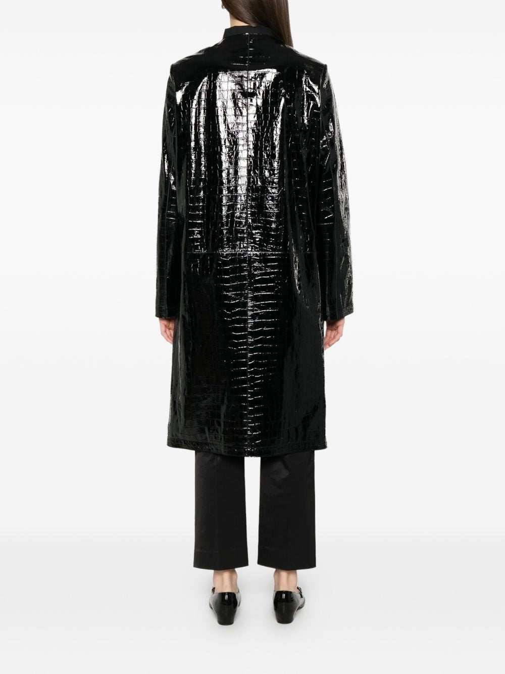 Cappotto in pelle effetto coccodrillo in nero Toteme - donna 