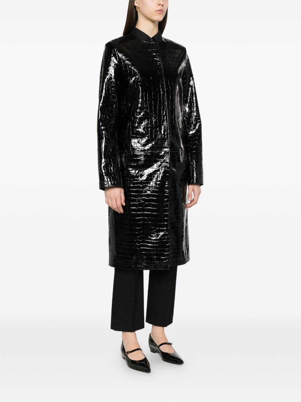 Cappotto in pelle effetto coccodrillo in nero Toteme - donna 