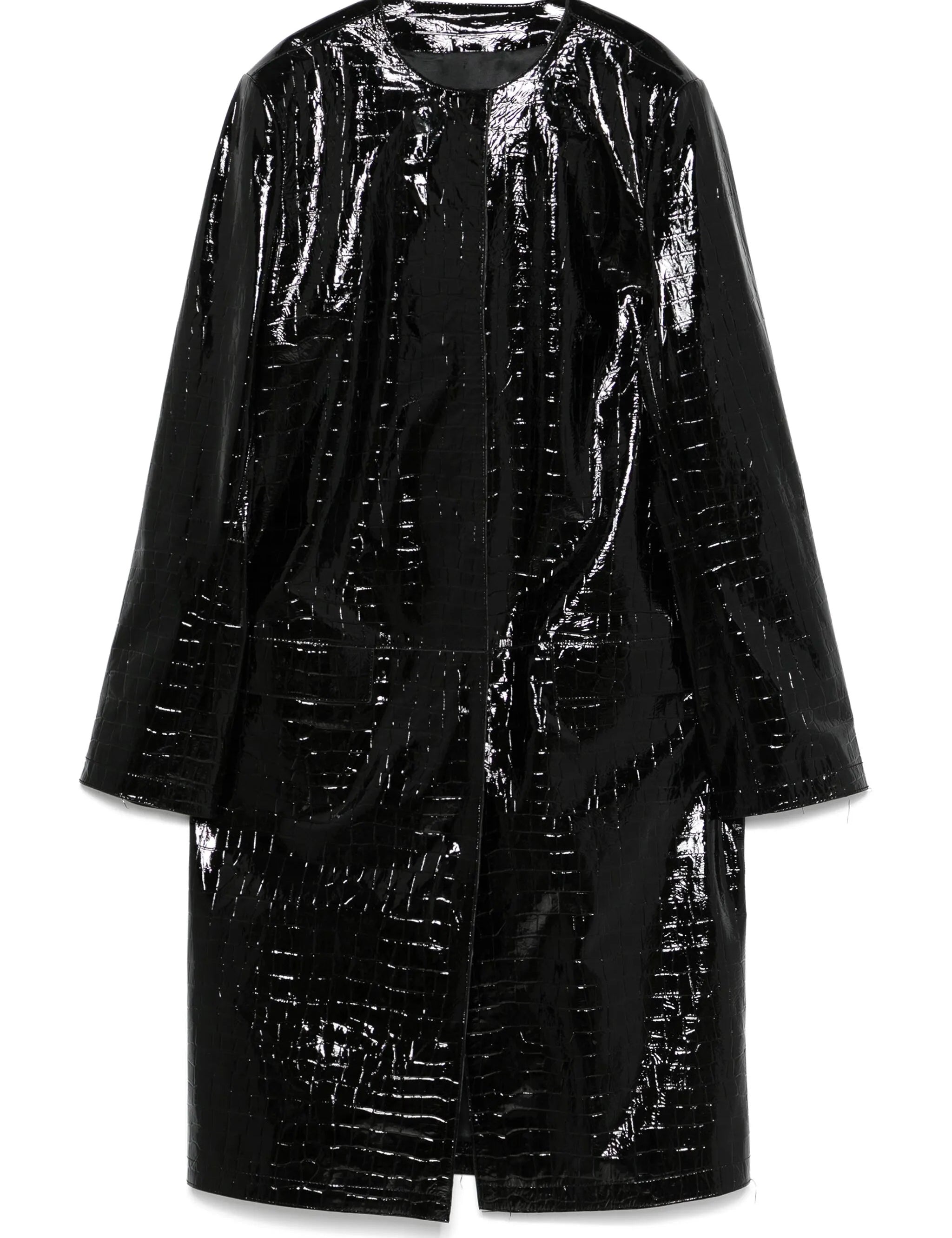 Cappotto in pelle effetto coccodrillo in nero Toteme - donna 