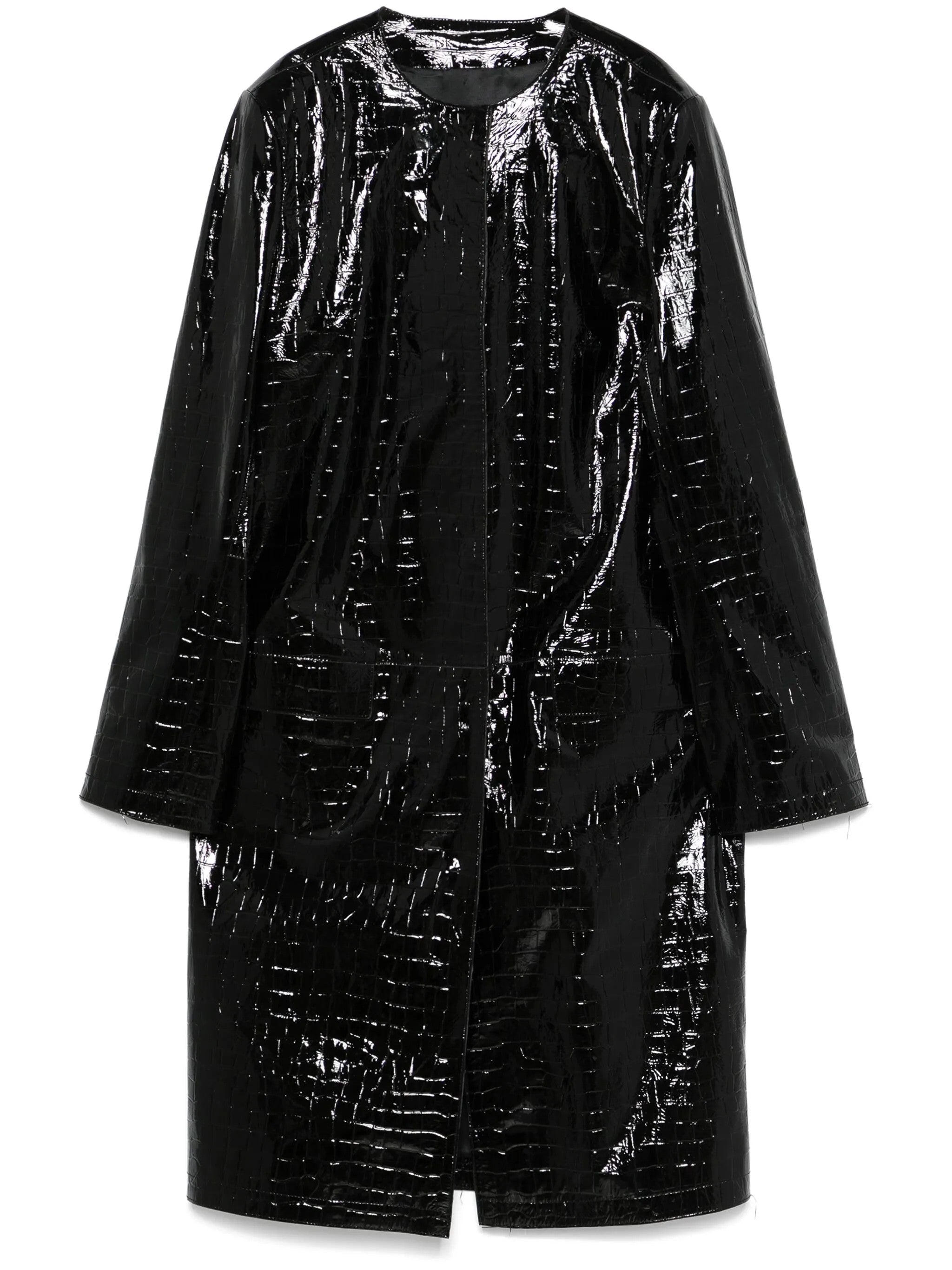 Cappotto in pelle effetto coccodrillo in nero Toteme - donna 
