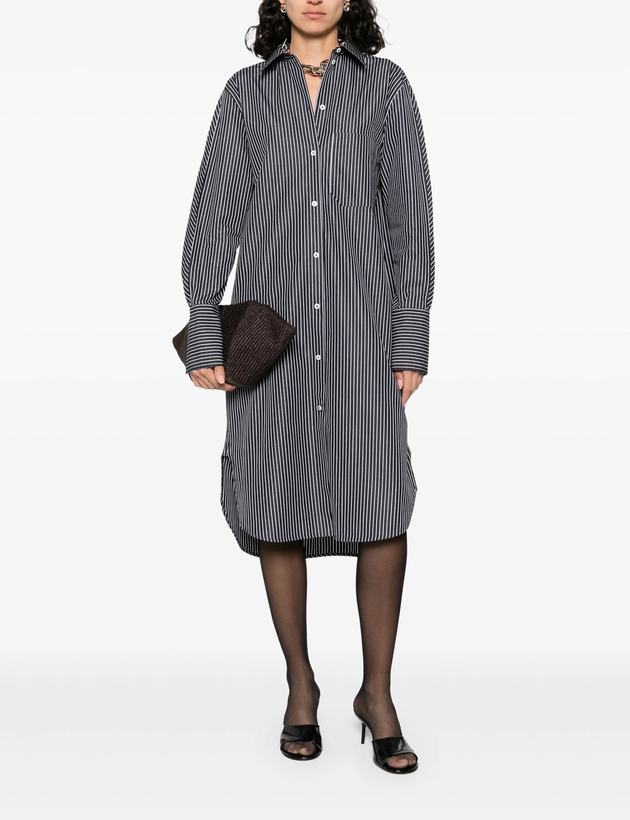 Chemisier con motivo a righe in bianco e nero Toteme - donna 