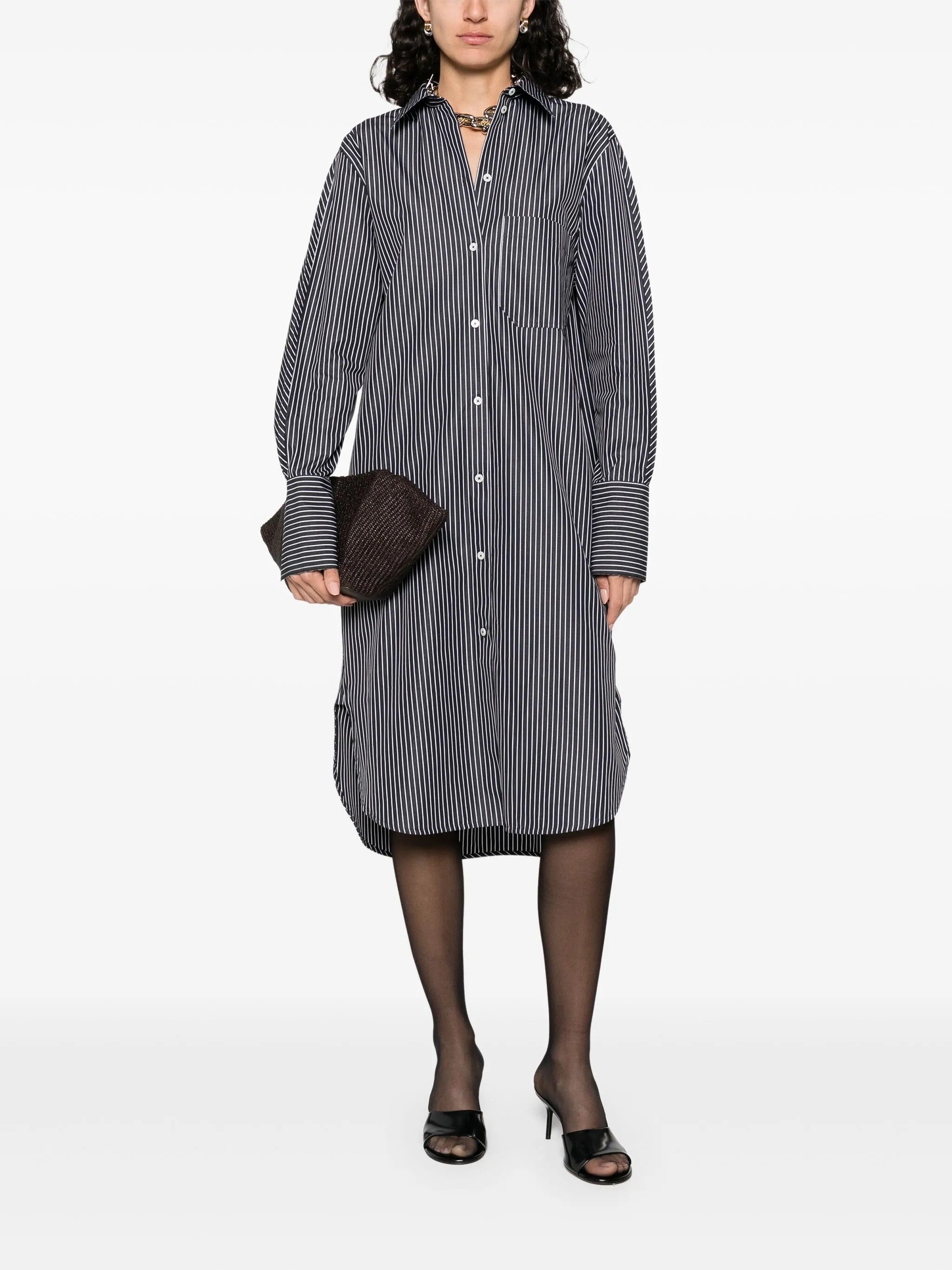 Chemisier con motivo a righe in bianco e nero Toteme - donna 