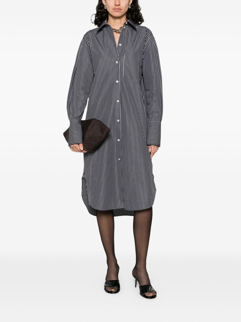 Chemisier con motivo a righe in bianco e nero Toteme - donna 