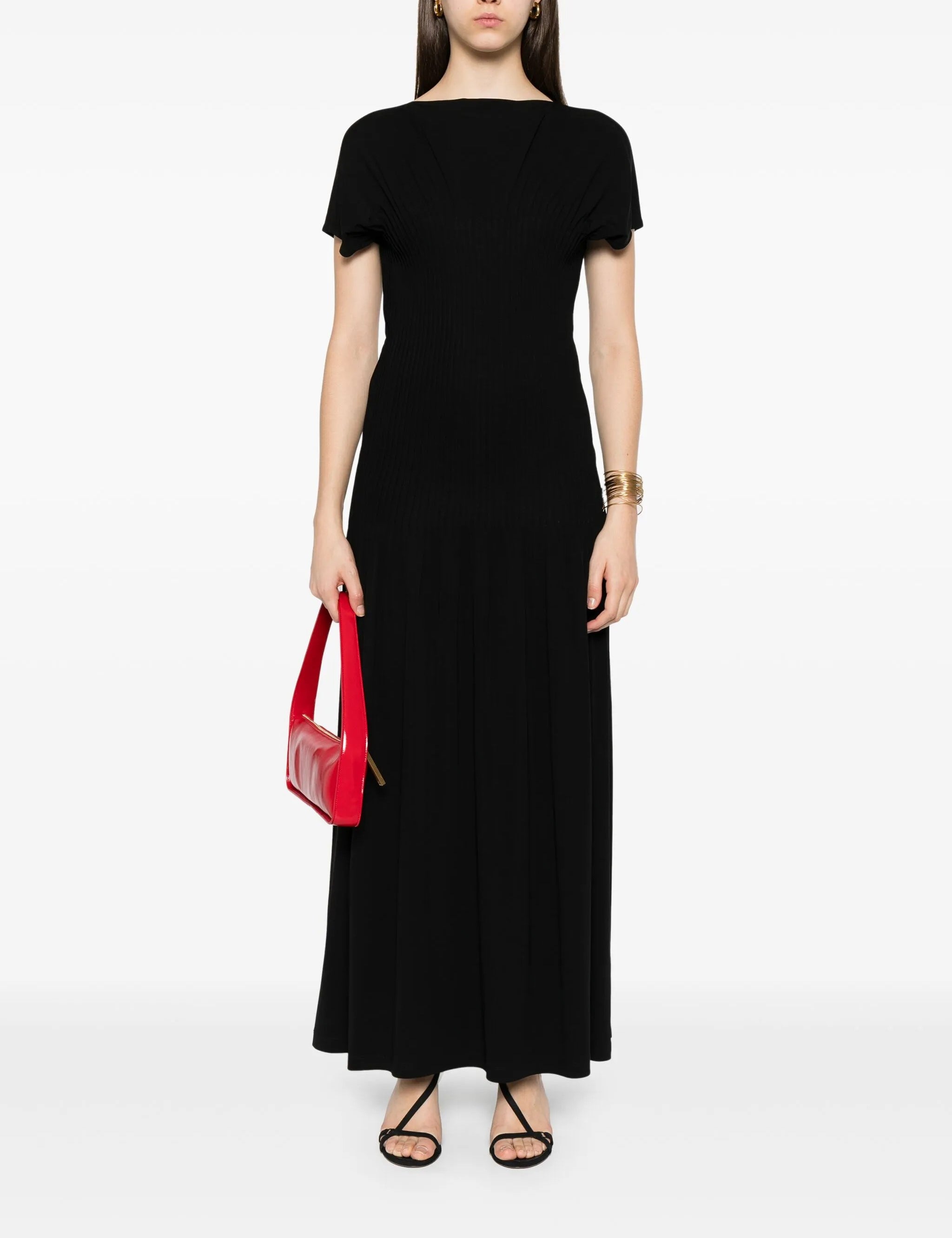 Abito lungo con pieghe in nero Toteme - donna 