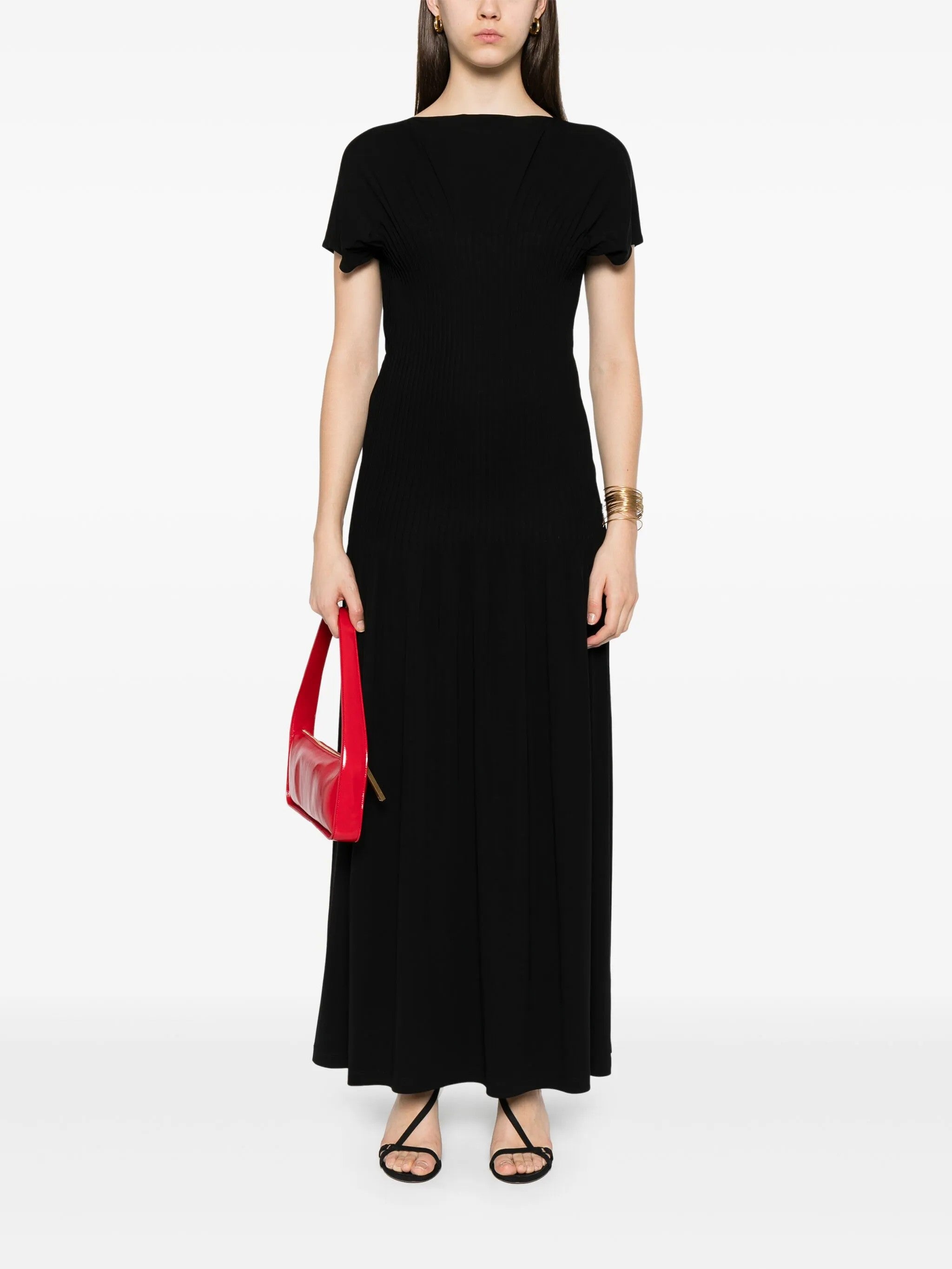 Abito lungo con pieghe in nero Toteme - donna 