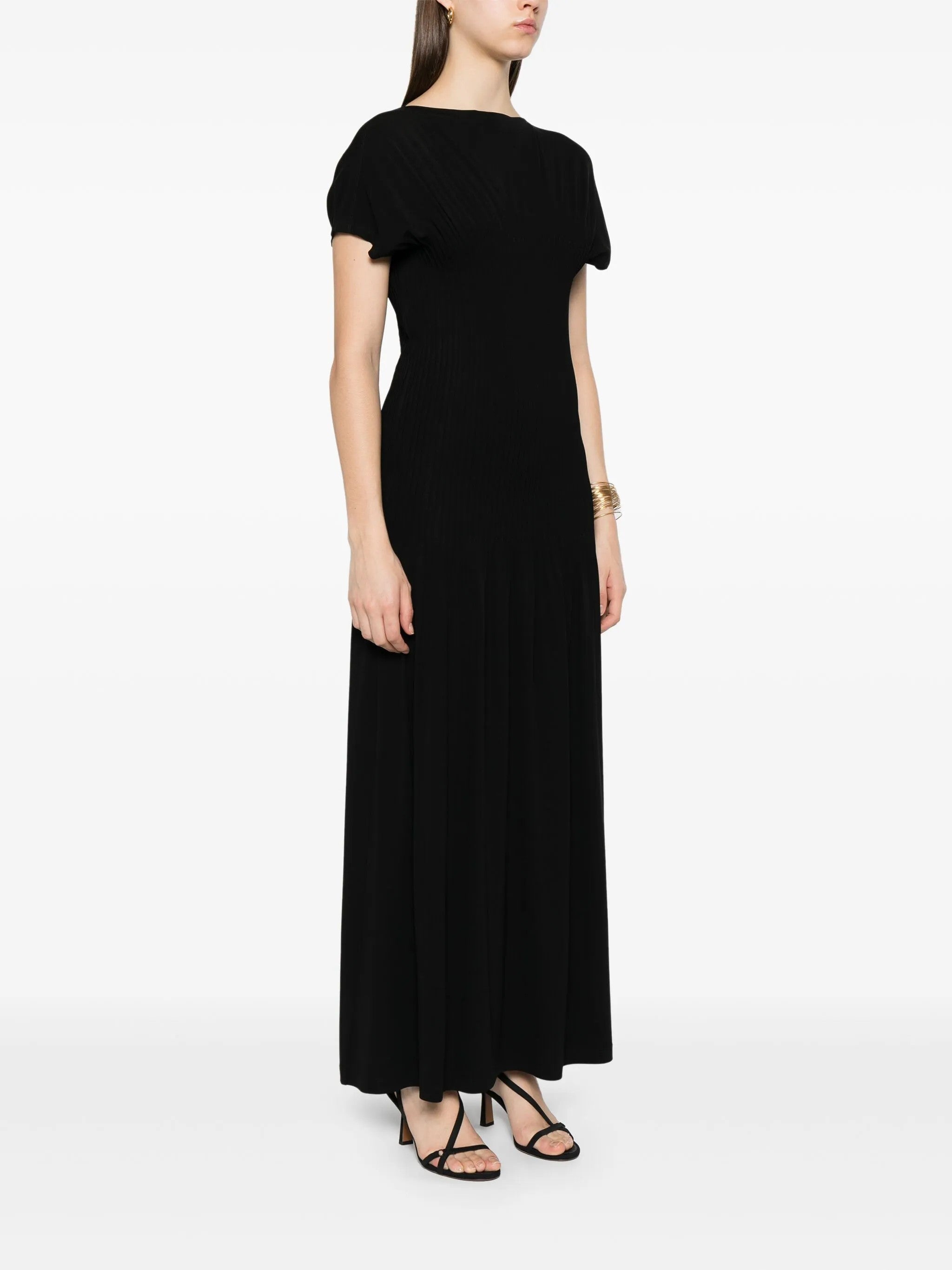 Abito lungo con pieghe in nero Toteme - donna 