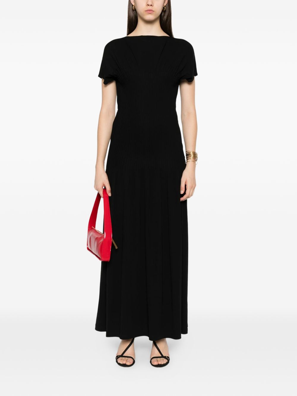 Abito lungo con pieghe in nero Toteme - donna 