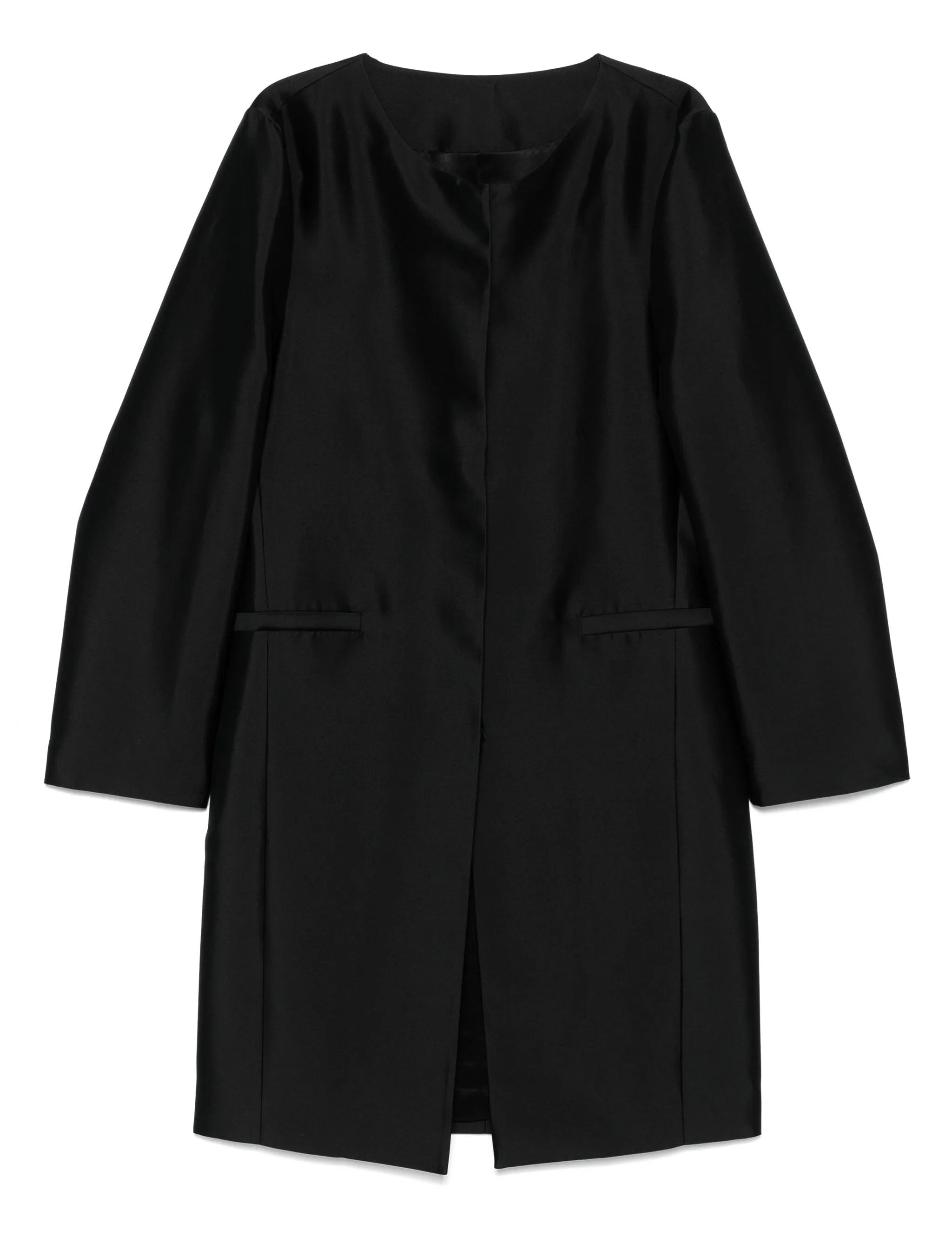 Cappotto senza colleto in seta in nero Toteme - donna 