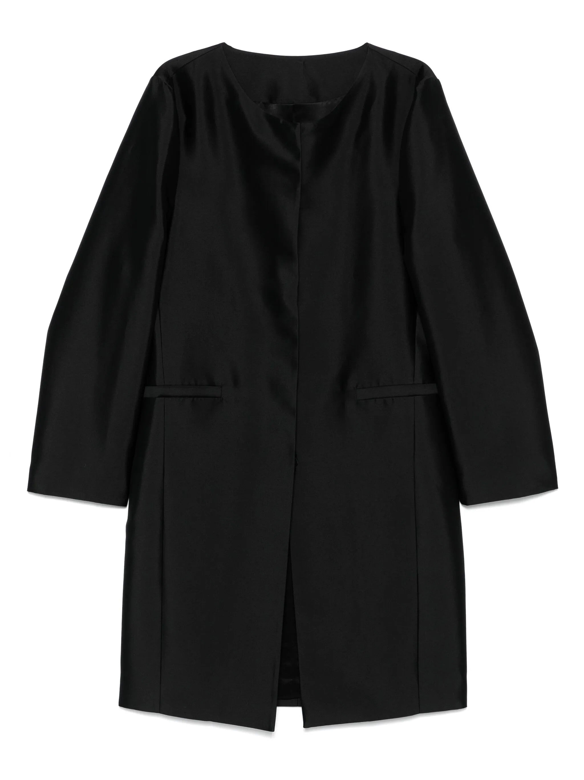 Cappotto senza colleto in seta in nero Toteme - donna 