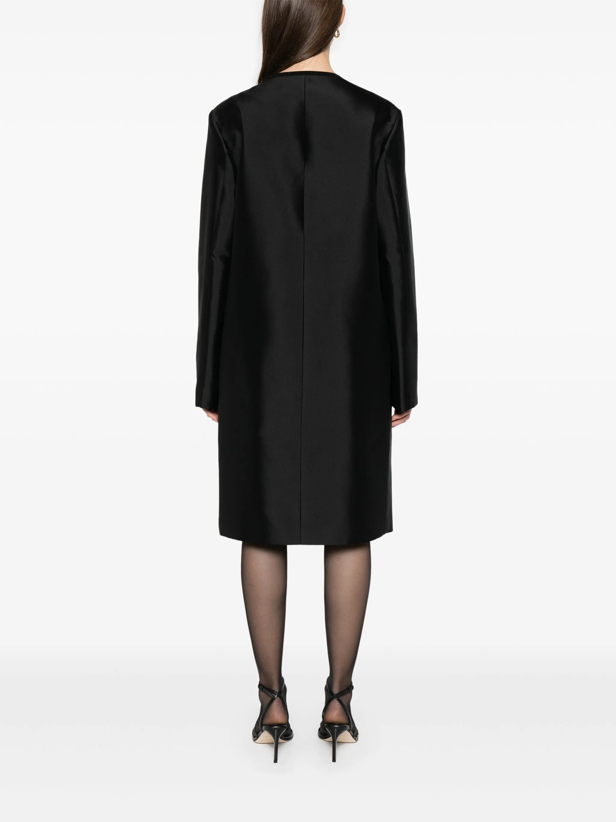Cappotto senza colleto in seta in nero Toteme - donna 