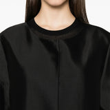 Cappotto senza colleto in seta in nero Toteme - donna 