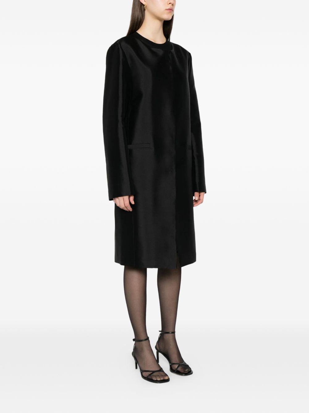 Cappotto senza colleto in seta in nero Toteme - donna 