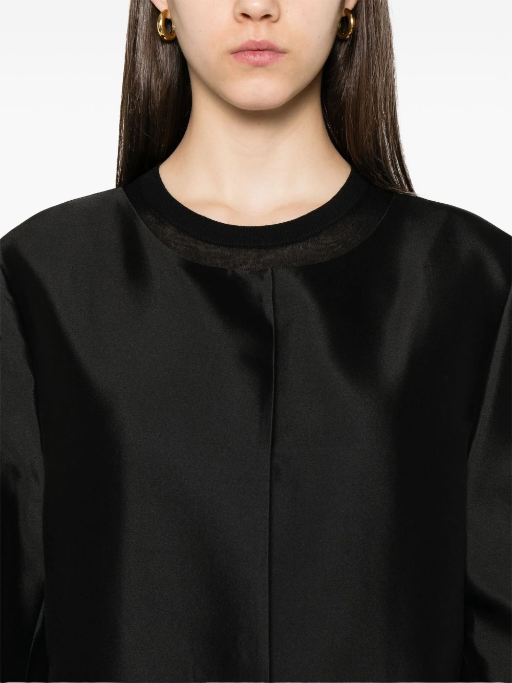 Cappotto senza colleto in seta in nero Toteme - donna 