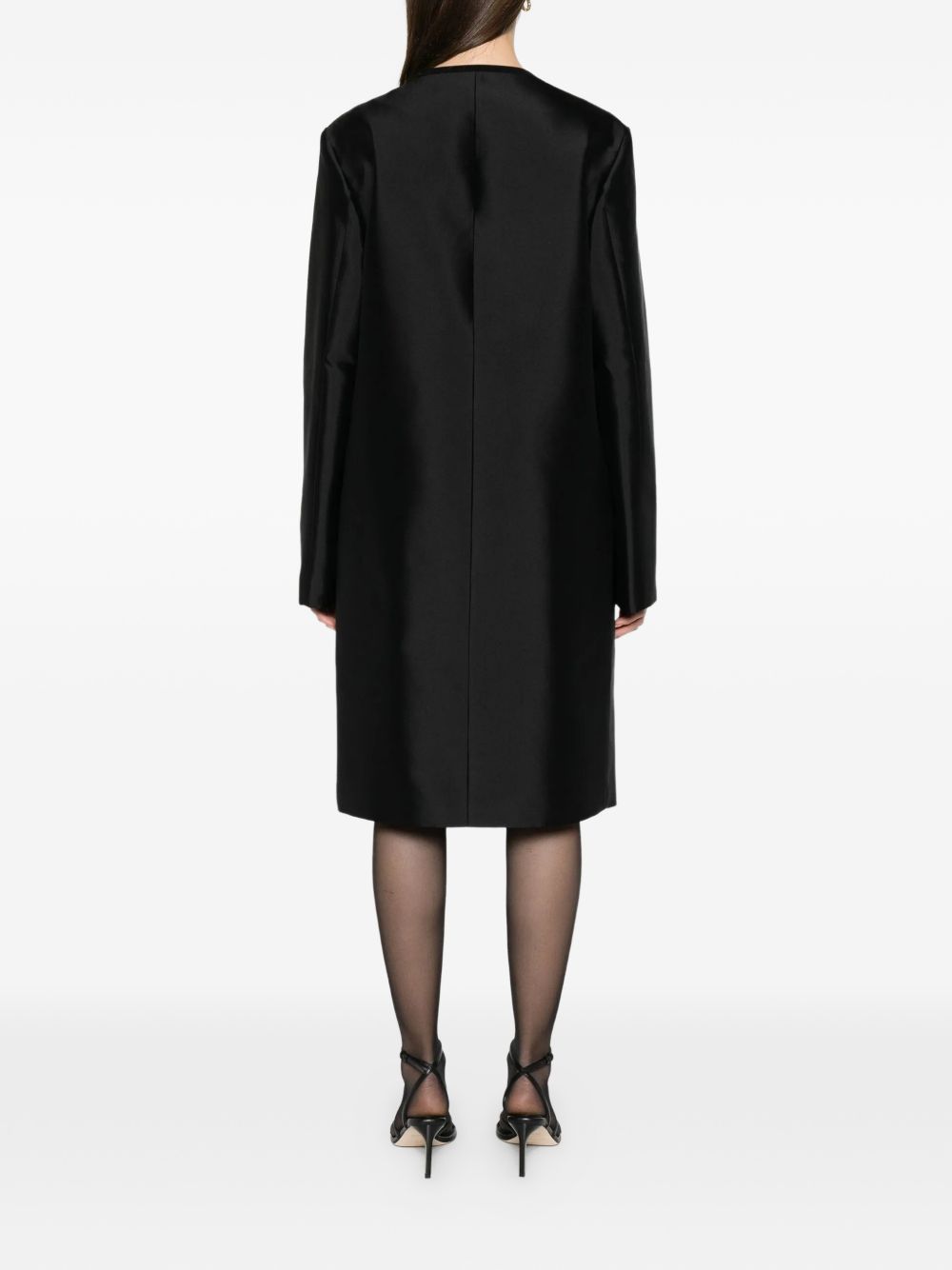 Cappotto senza colleto in seta in nero Toteme - donna 